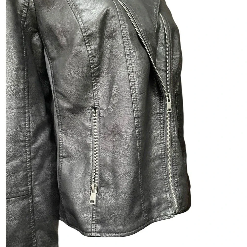 Baccini Sz XL Plus Black Moto Jacket Faux Leather Studded Punk Biker Grunge Rock - Picture 7 of 15